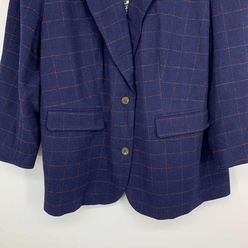 Future Collective Reese Blutstein Blazer Blue Check Plaid Button NWT - Picture 6 of 12